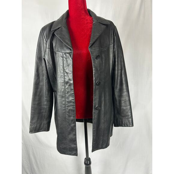 Nine West Womens Leather Jacket Size Large supple exquisite Y2K style car coat - Picture 16 of 16